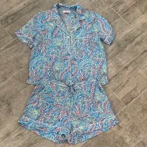 Tommy Bahama Floral Blue Pajama Set. Small